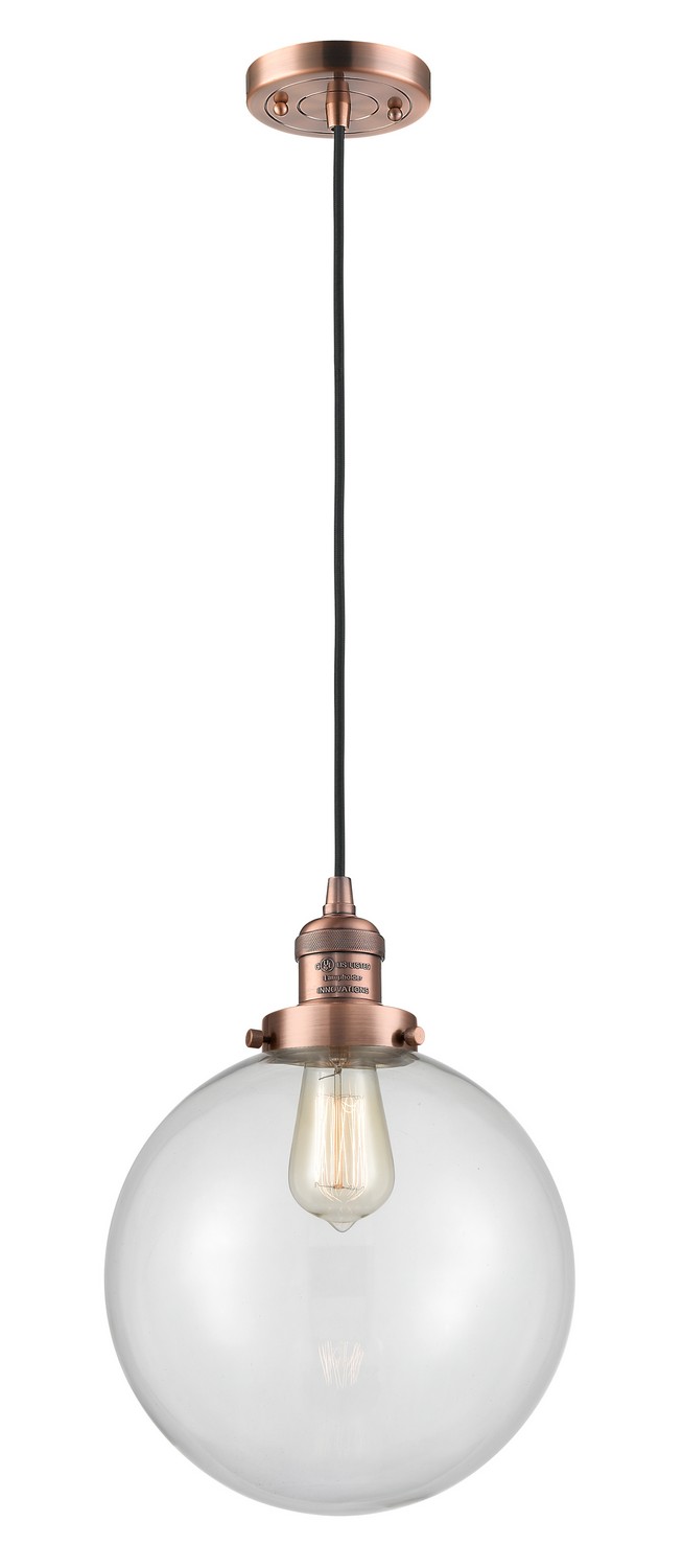LED Mini Pendant by Innovations - Franklin Restoration Collection, Antique Copper Finish - 201C-AC-G202-10-LED