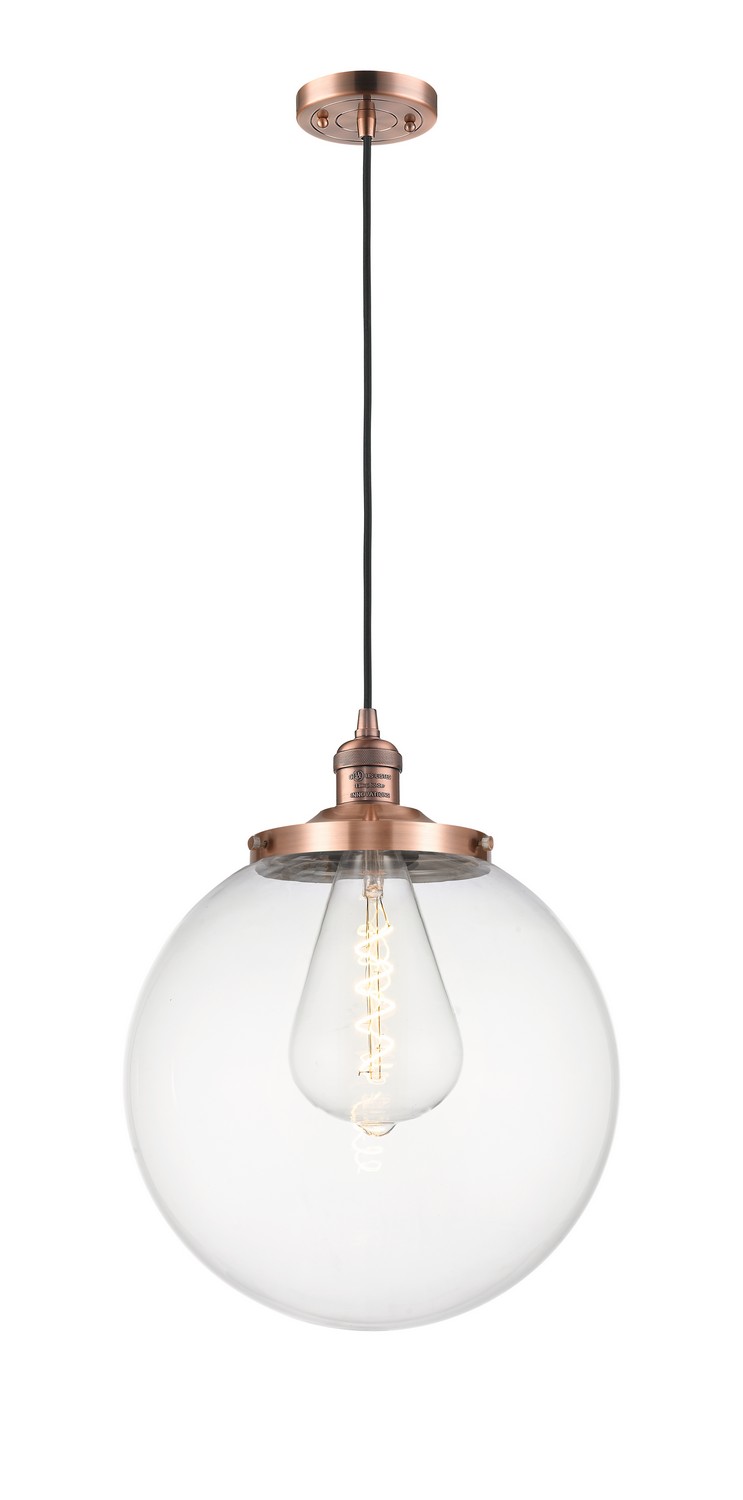 One Light Mini Pendant by Innovations - Franklin Restoration Collection, Antique Copper Finish - 201C-AC-G202-14
