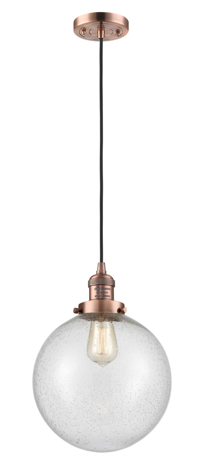 LED Mini Pendant by Innovations - Franklin Restoration Collection, Antique Copper Finish - 201C-AC-G204-10-LED