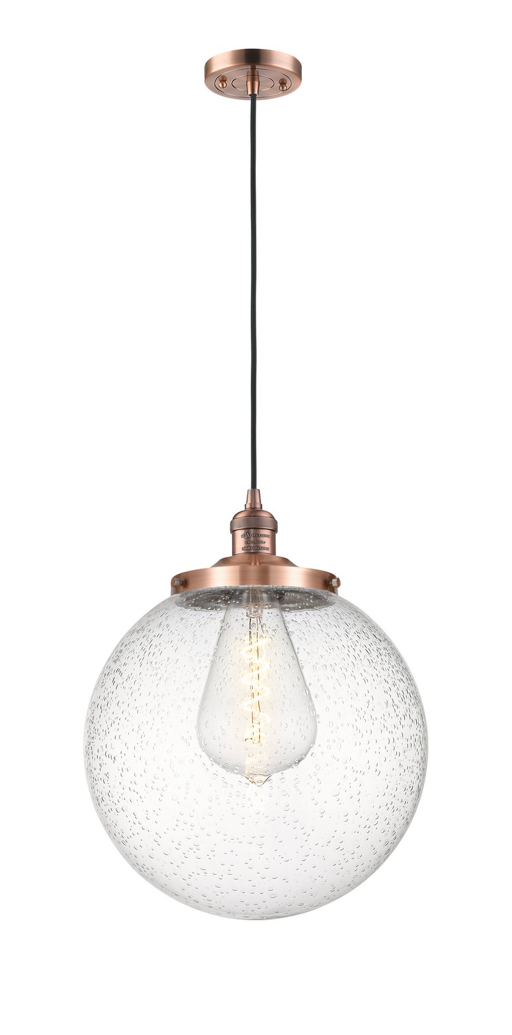 One Light Mini Pendant by Innovations - Franklin Restoration Collection, Antique Copper Finish - 201C-AC-G204-14
