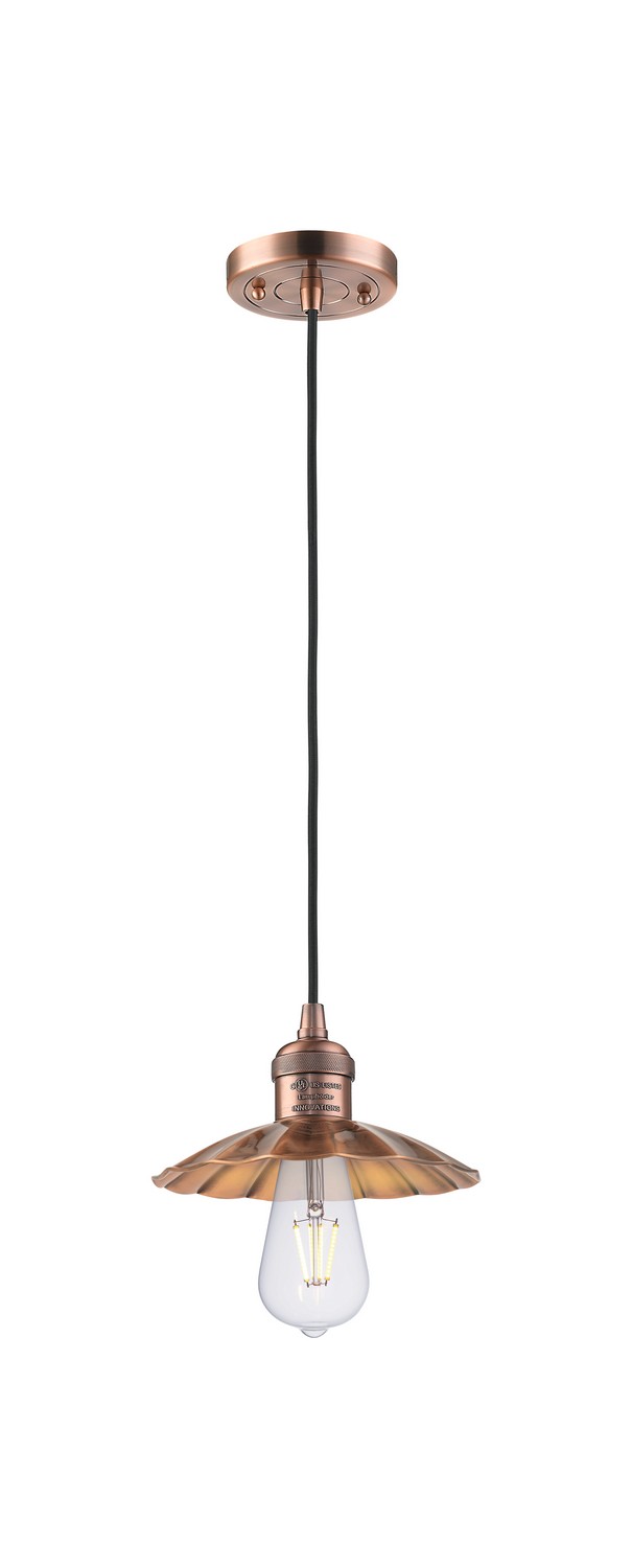 One Light Mini Pendant by Innovations - Franklin Restoration Collection, Antique Copper Finish - 201C-AC-M17-AC