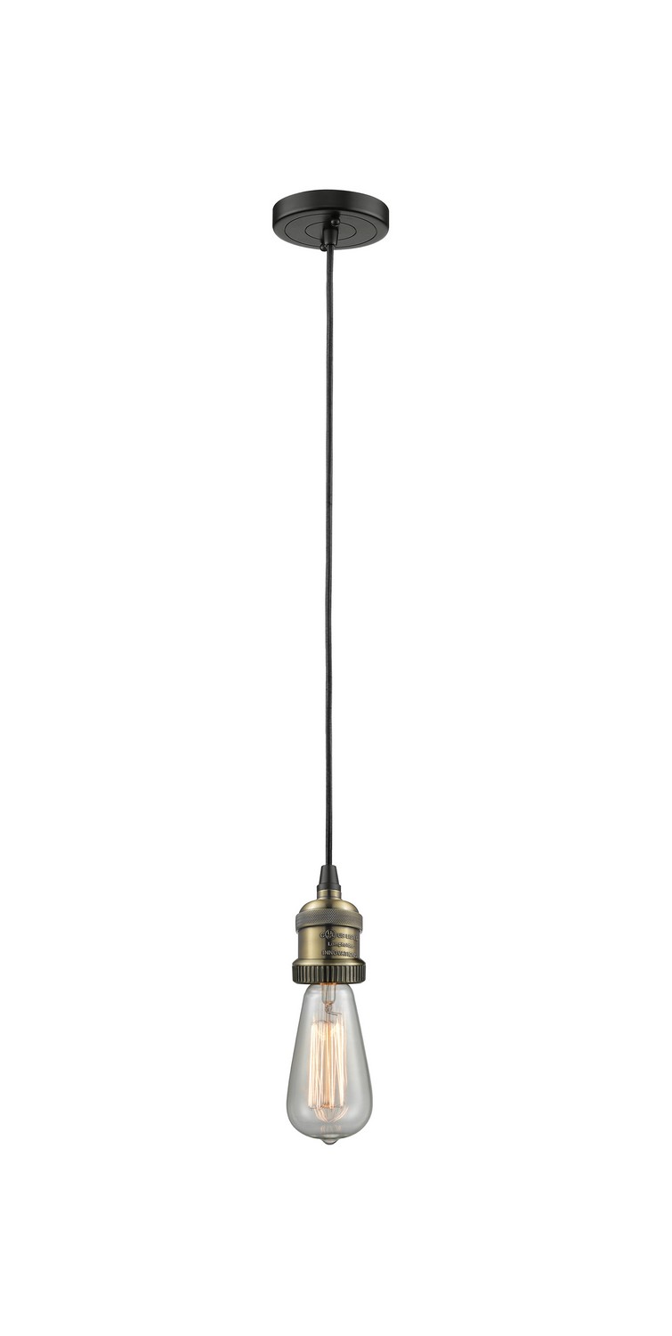 One Light Mini Pendant by Innovations - Franklin Restoration Collection, Black Antique Brass Finish - 201C-BAB