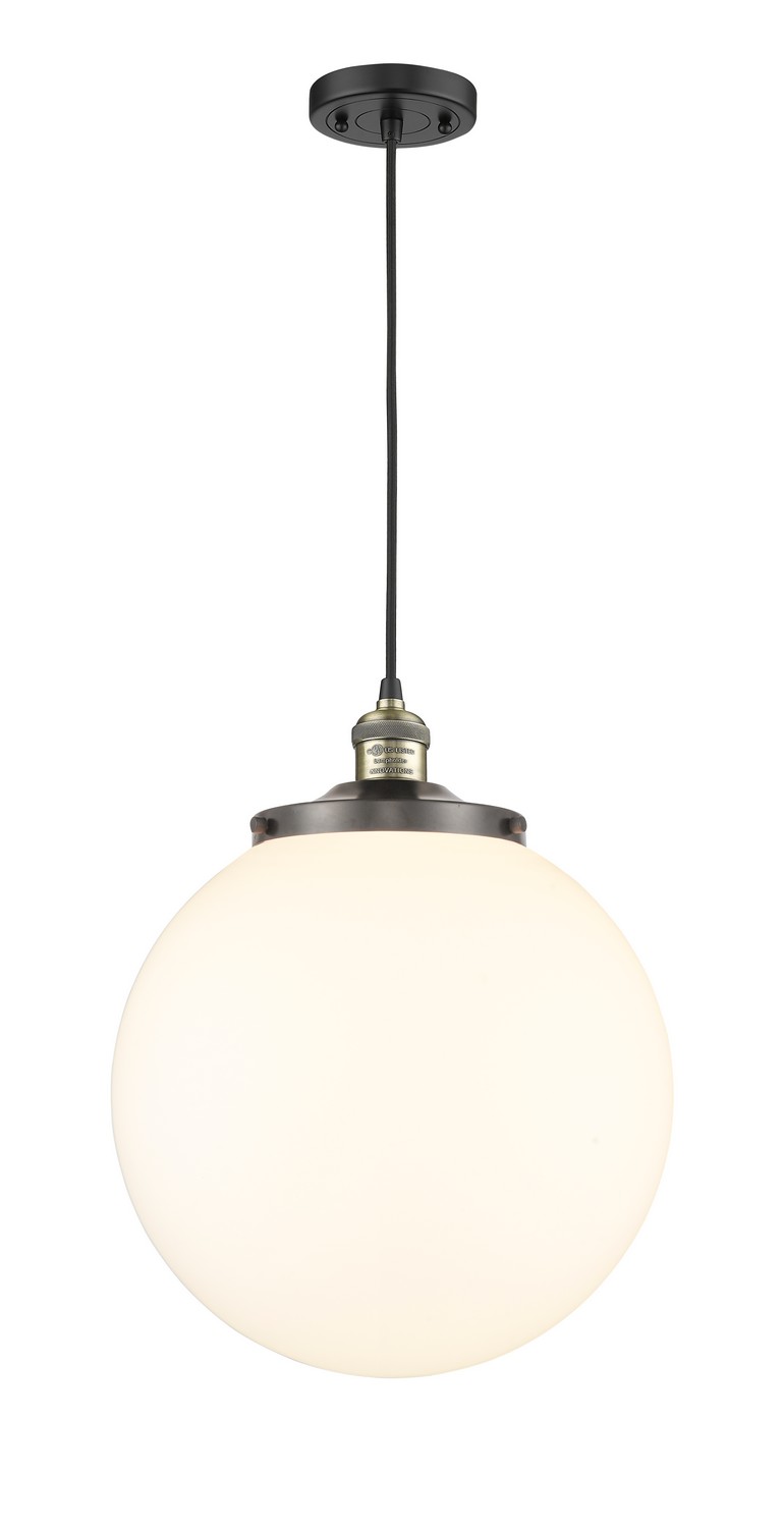 One Light Mini Pendant by Innovations - Franklin Restoration Collection, Black Antique Brass Finish - 201C-BAB-G201-14