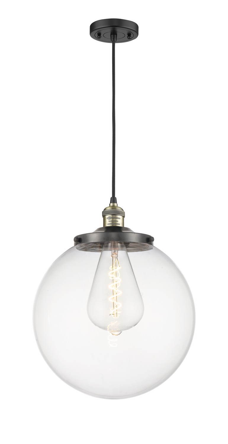 One Light Mini Pendant by Innovations - Franklin Restoration Collection, Black Antique Brass Finish - 201C-BAB-G202-14
