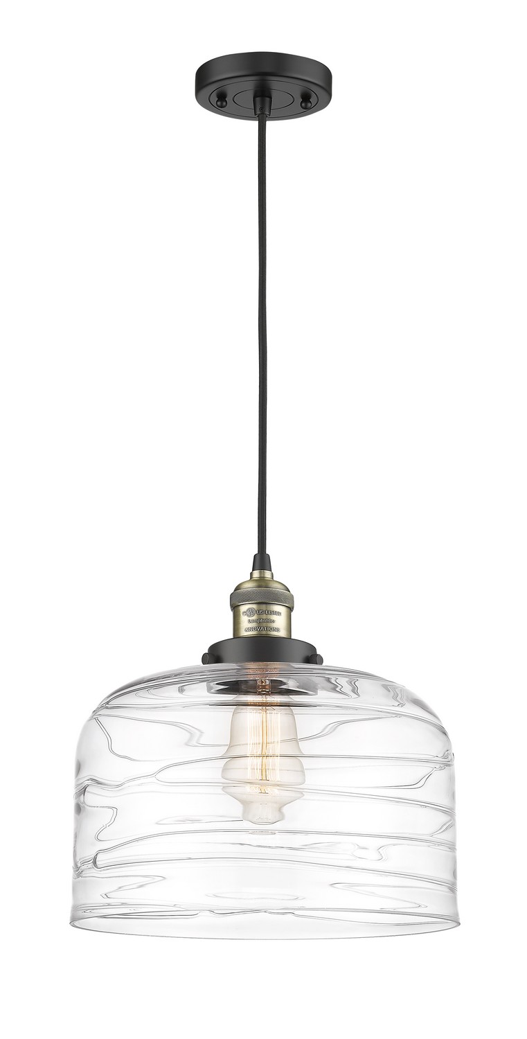 One Light Mini Pendant by Innovations - Franklin Restoration Collection, Black Antique Brass Finish - 201C-BAB-G713-L