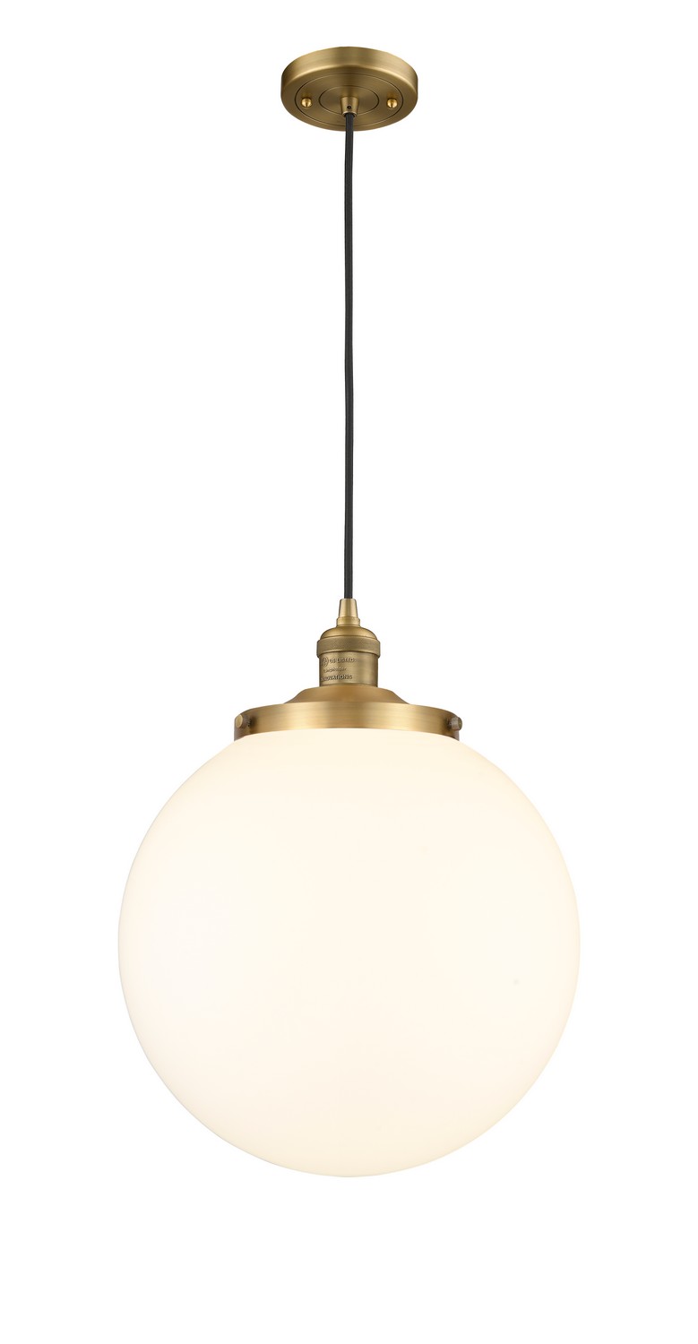 One Light Mini Pendant by Innovations - Franklin Restoration Collection, Brushed Brass Finish - 201C-BB-G201-14