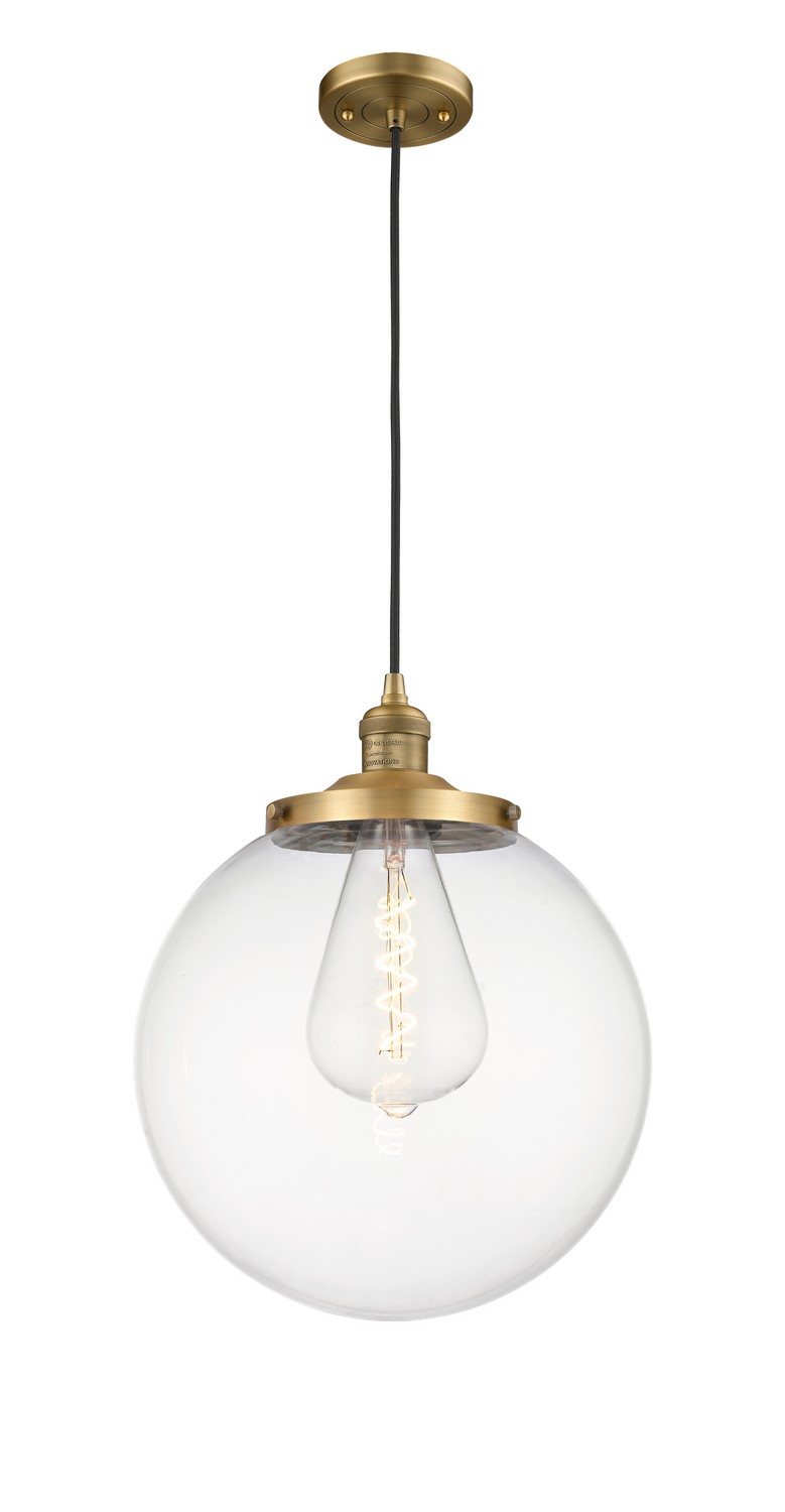 One Light Mini Pendant by Innovations - Franklin Restoration Collection, Brushed Brass Finish - 201C-BB-G202-14