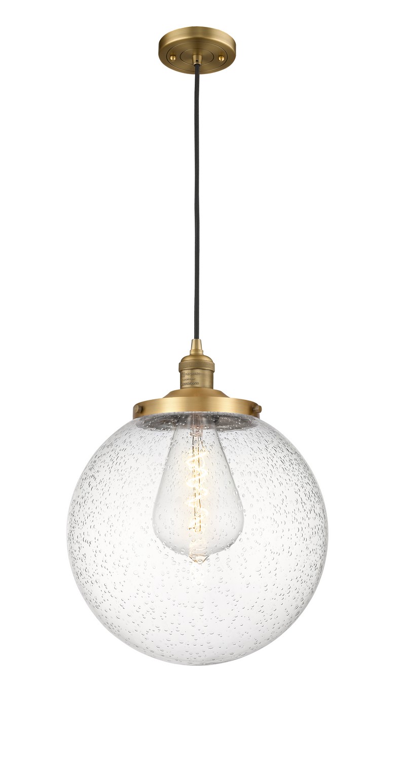 One Light Mini Pendant by Innovations - Franklin Restoration Collection, Brushed Brass Finish - 201C-BB-G204-14