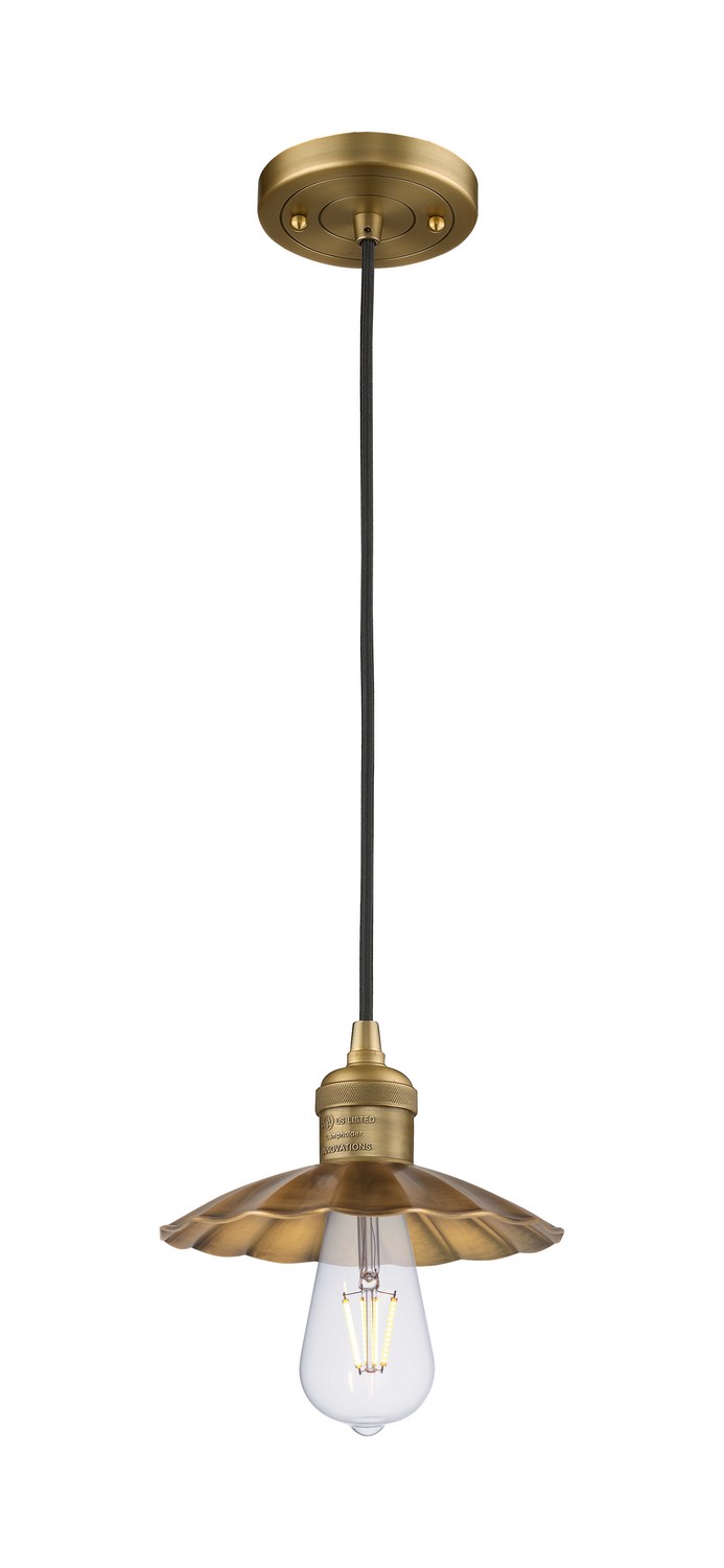 One Light Mini Pendant by Innovations - Franklin Restoration Collection, Brushed Brass Finish - 201C-BB-M17-BB