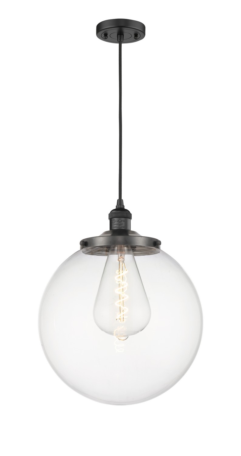 One Light Mini Pendant by Innovations - Franklin Restoration Collection, Matte Black Finish - 201C-BK-G202-14