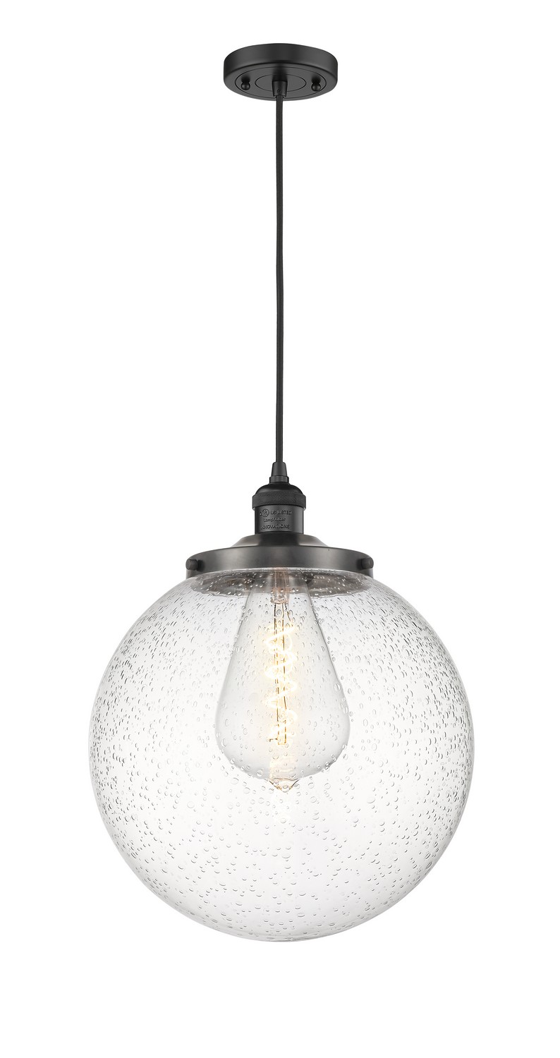 One Light Mini Pendant by Innovations - Franklin Restoration Collection, Matte Black Finish - 201C-BK-G204-14