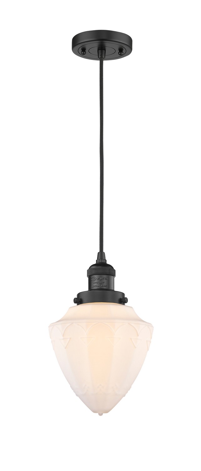 One Light Mini Pendant by Innovations - Franklin Restoration Collection, Matte Black Finish - 201C-BK-G661-7