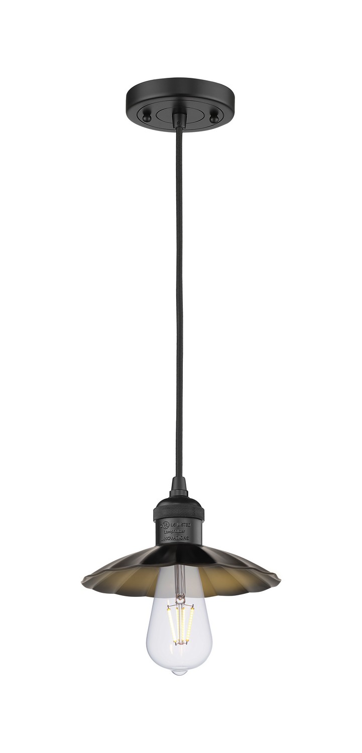 One Light Mini Pendant by Innovations - Franklin Restoration Collection, Matte Black Finish - 201C-BK-M17-BK