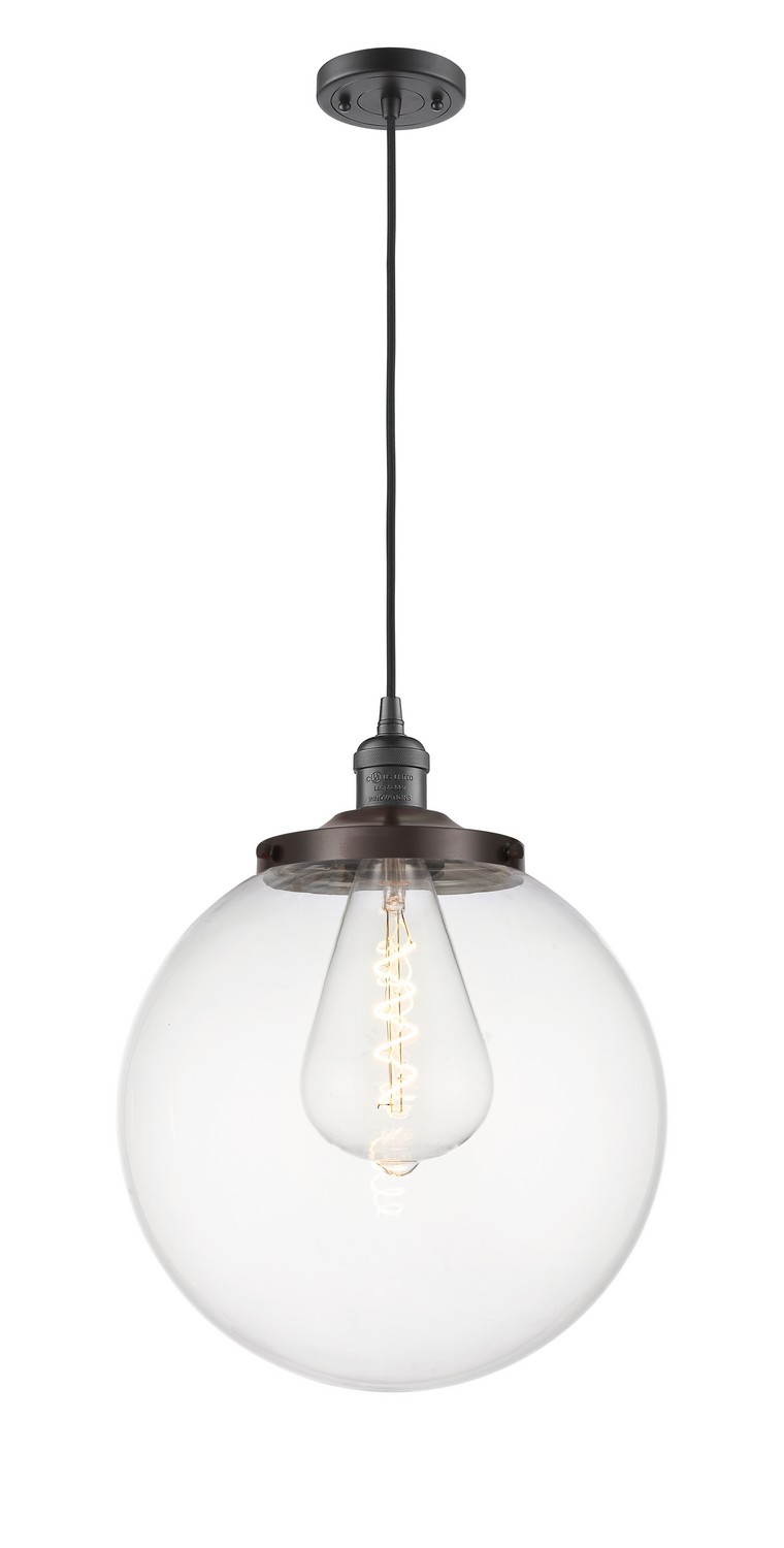 One Light Mini Pendant by Innovations - Franklin Restoration Collection, Oil Rubbed Bronze Finish - 201C-OB-G202-14