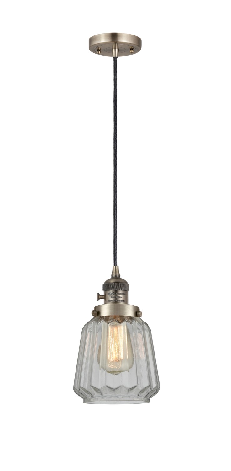 One Light Mini Pendant by Innovations - Franklin Restoration Collection, Antique Brass Finish - 201CSW-AB-G142
