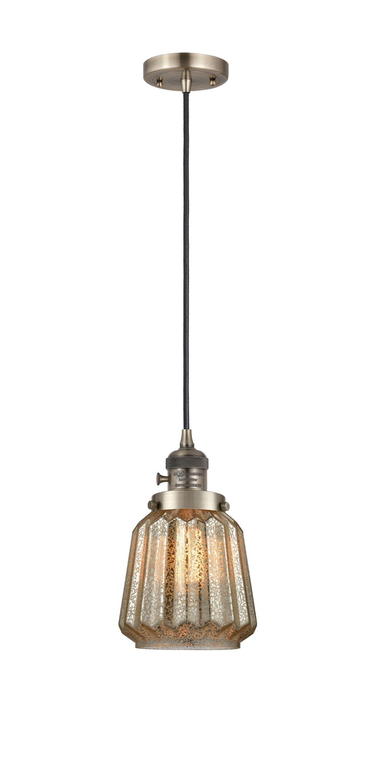 One Light Mini Pendant by Innovations - Franklin Restoration Collection, Antique Brass Finish - 201CSW-AB-G146