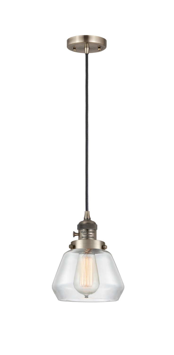 One Light Mini Pendant by Innovations - Franklin Restoration Collection, Antique Brass Finish - 201CSW-AB-G172