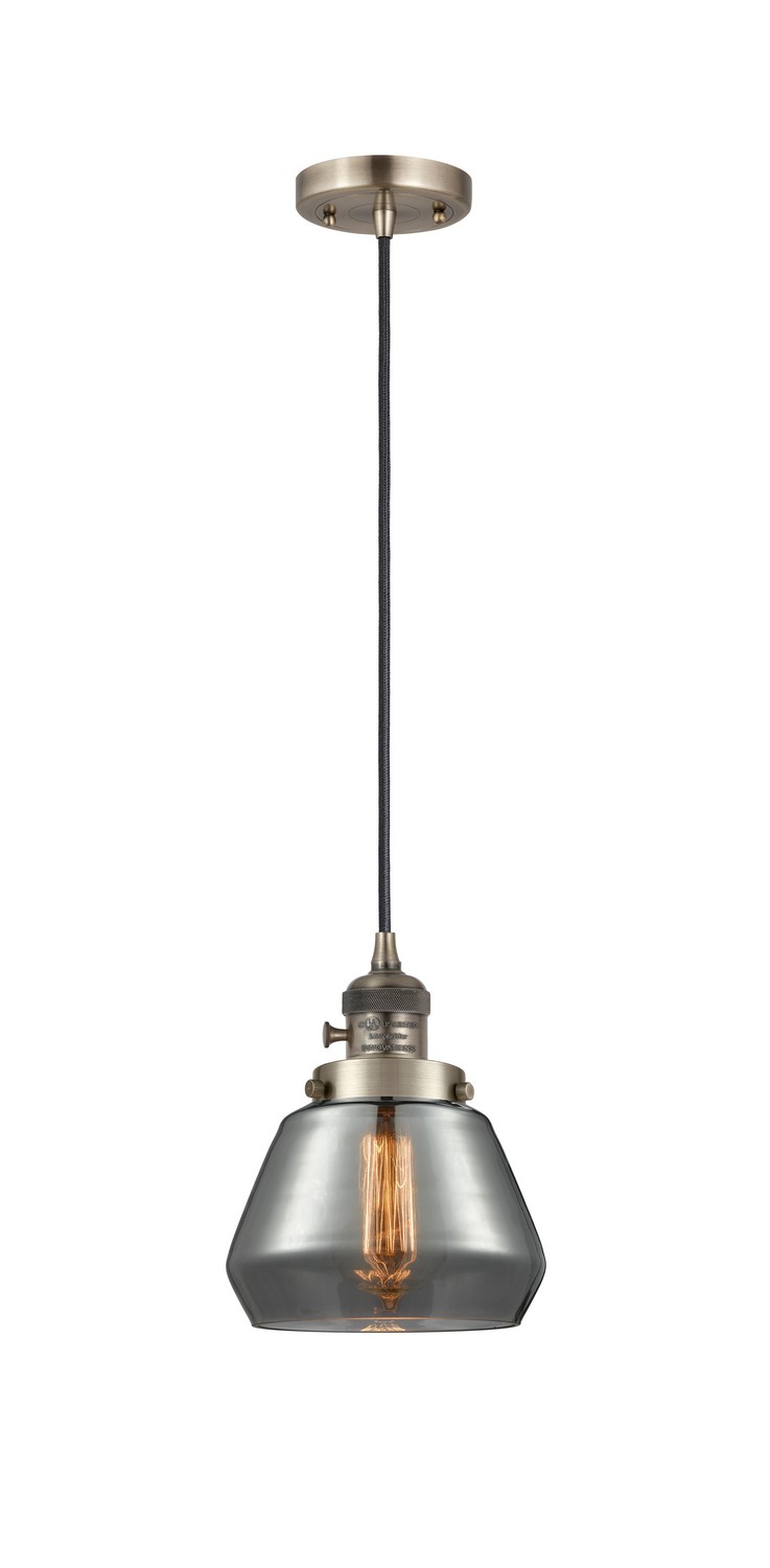 One Light Mini Pendant by Innovations - Franklin Restoration Collection, Antique Brass Finish - 201CSW-AB-G173