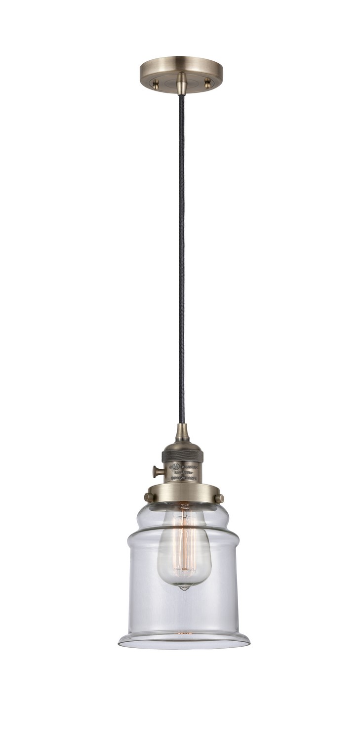One Light Mini Pendant by Innovations - Franklin Restoration Collection, Antique Brass Finish - 201CSW-AB-G182