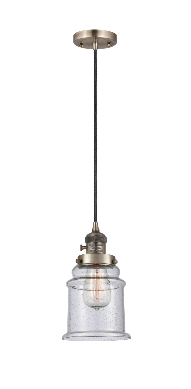 One Light Mini Pendant by Innovations - Franklin Restoration Collection, Antique Brass Finish - 201CSW-AB-G184