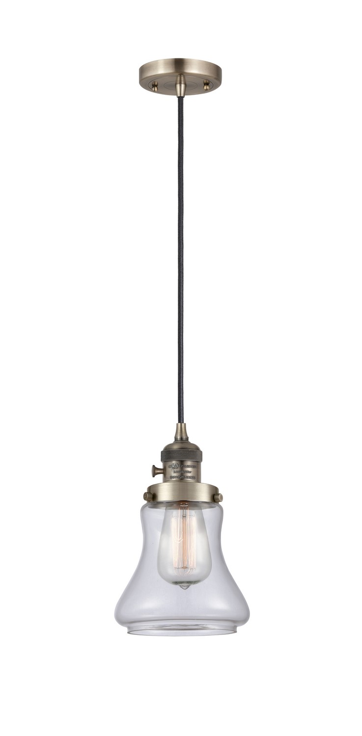 One Light Mini Pendant by Innovations - Franklin Restoration Collection, Antique Brass Finish - 201CSW-AB-G192