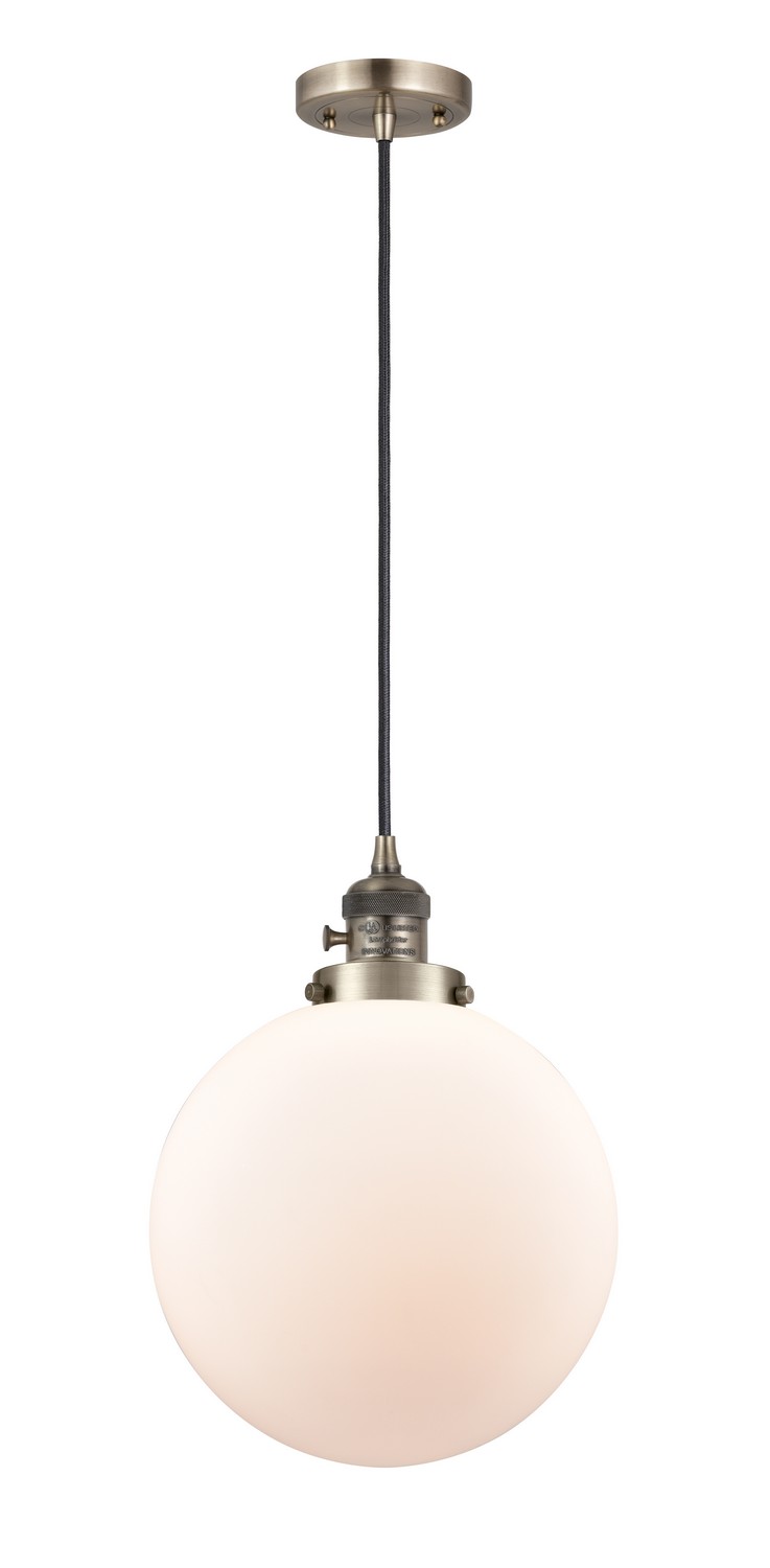 One Light Mini Pendant by Innovations - Franklin Restoration Collection, Antique Brass Finish - 201CSW-AB-G201-10