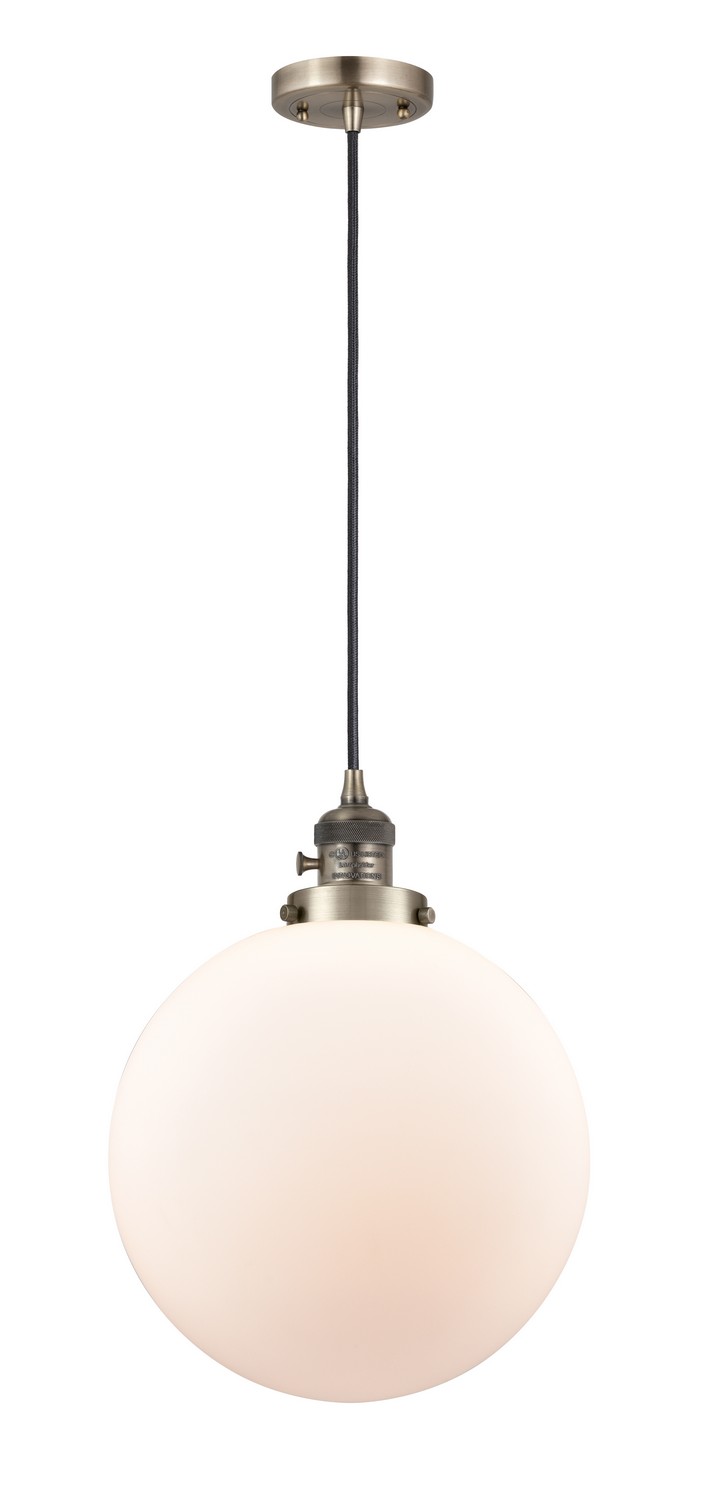 One Light Mini Pendant by Innovations - Franklin Restoration Collection, Antique Brass Finish - 201CSW-AB-G201-12