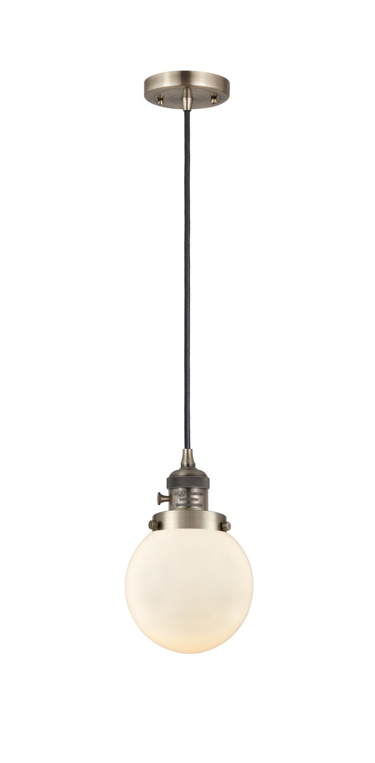 One Light Mini Pendant by Innovations - Franklin Restoration Collection, Antique Brass Finish - 201CSW-AB-G201-6