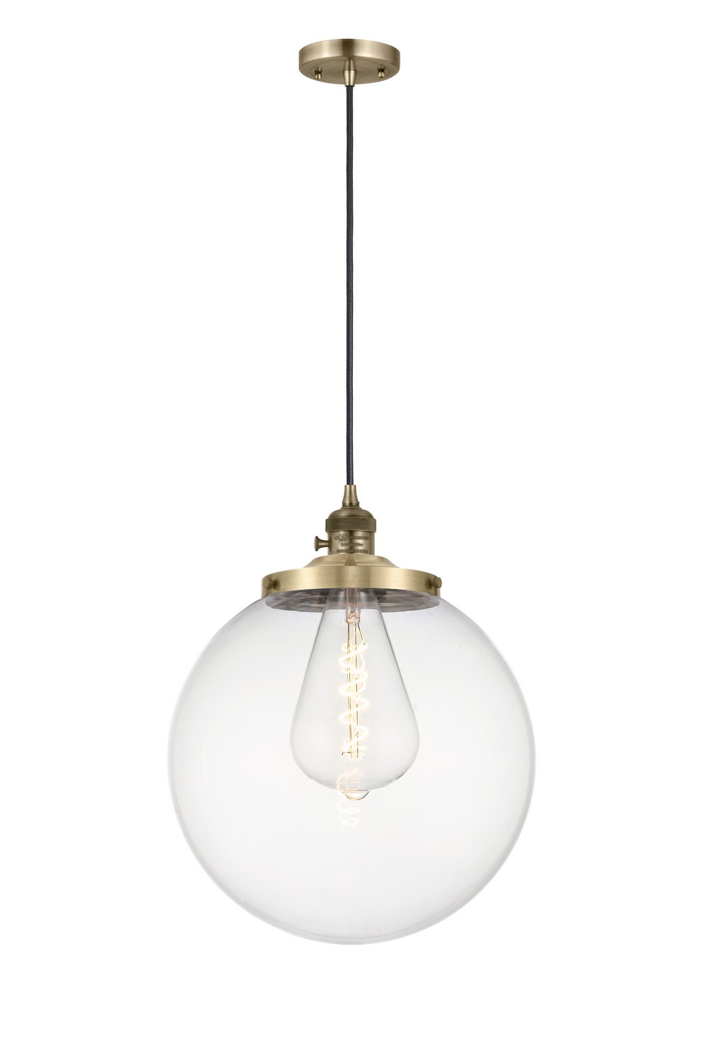 One Light Mini Pendant by Innovations - Franklin Restoration Collection, Antique Brass Finish - 201CSW-AB-G202-14