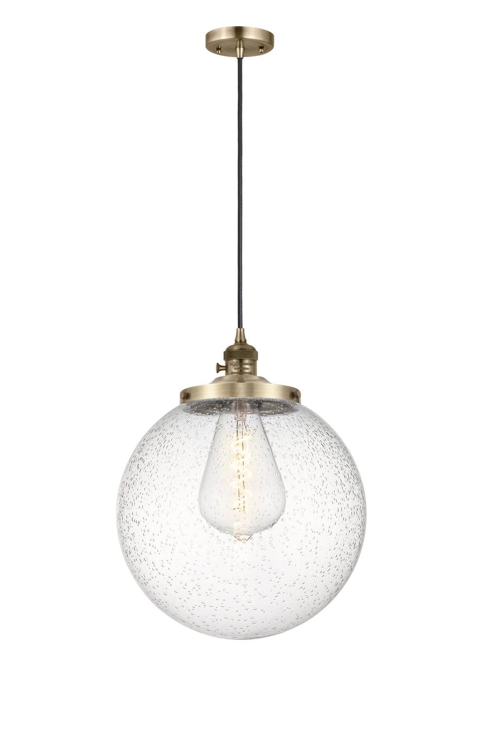 One Light Mini Pendant by Innovations - Franklin Restoration Collection, Antique Brass Finish - 201CSW-AB-G204-14