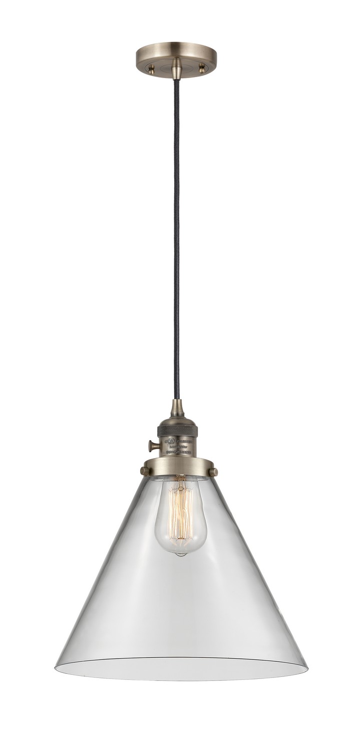 One Light Mini Pendant by Innovations - Franklin Restoration Collection, Antique Brass Finish - 201CSW-AB-G42-L
