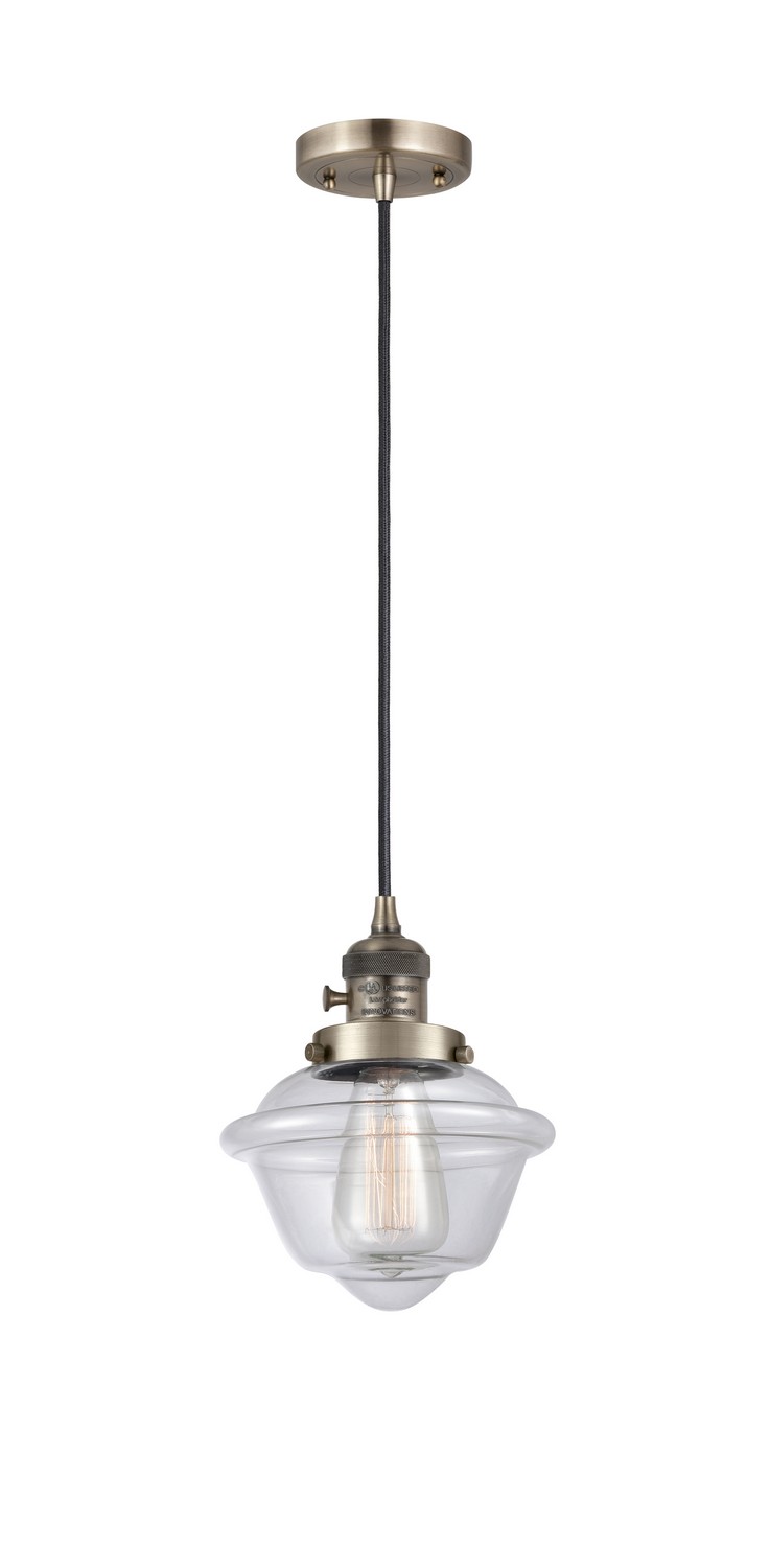 One Light Mini Pendant by Innovations - Franklin Restoration Collection, Antique Brass Finish - 201CSW-AB-G532