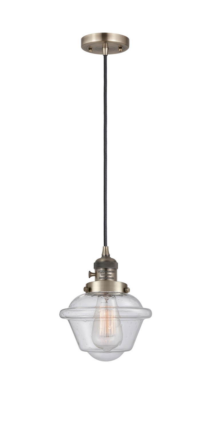One Light Mini Pendant by Innovations - Franklin Restoration Collection, Antique Brass Finish - 201CSW-AB-G534