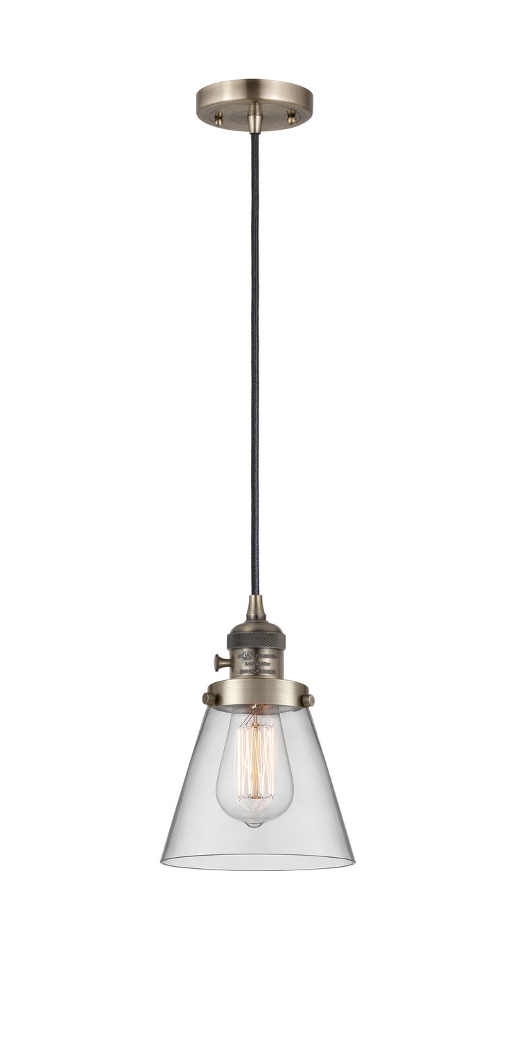 One Light Mini Pendant by Innovations - Franklin Restoration Collection, Antique Brass Finish - 201CSW-AB-G62