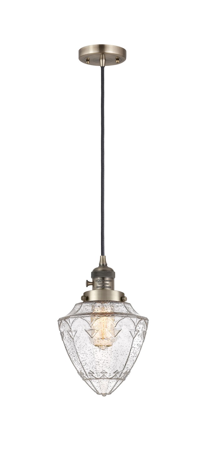 One Light Mini Pendant by Innovations - Franklin Restoration Collection, Antique Brass Finish - 201CSW-AB-G664-7