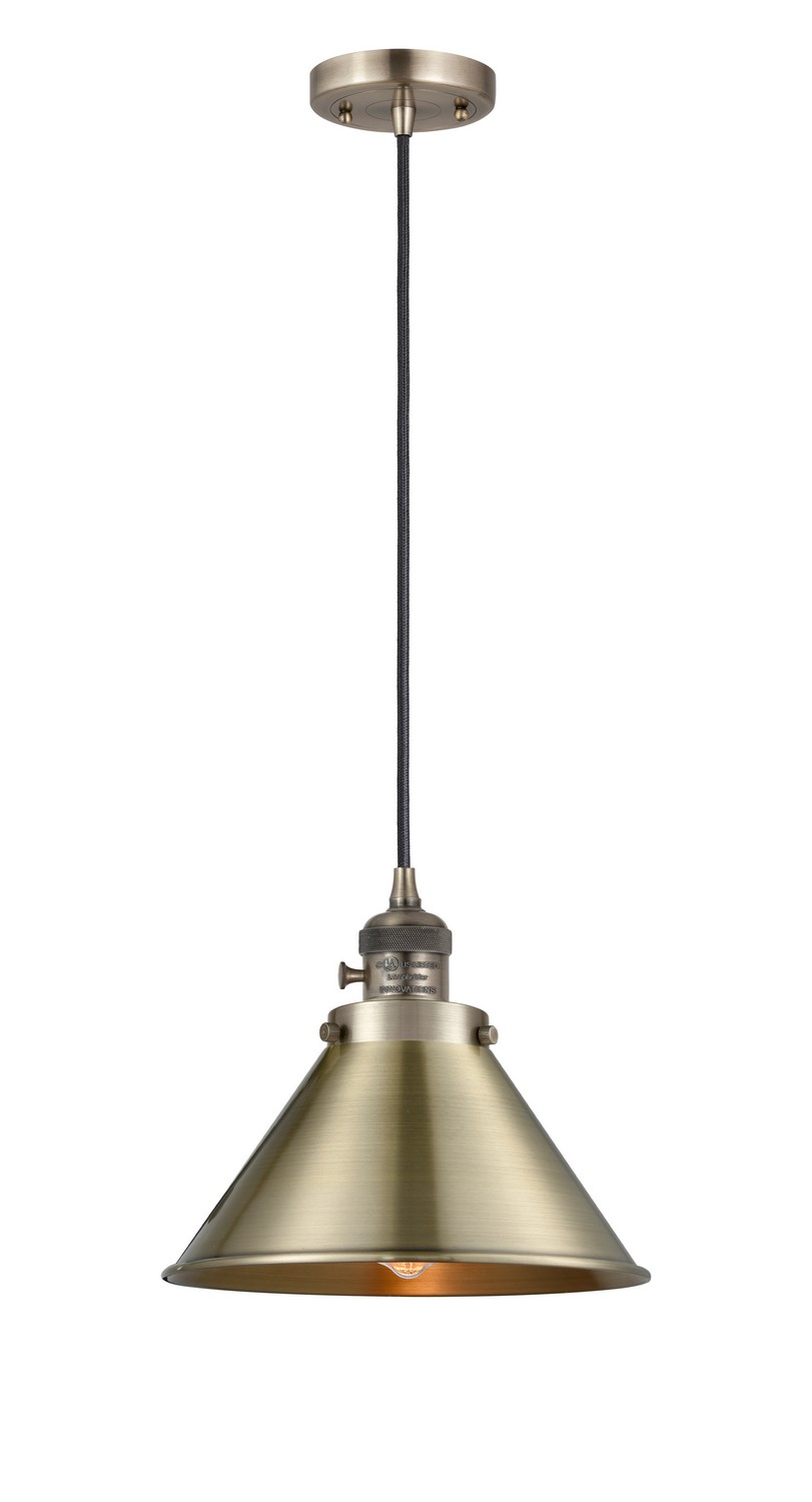 One Light Mini Pendant by Innovations - Franklin Restoration Collection, Antique Brass Finish - 201CSW-AB-M10-AB