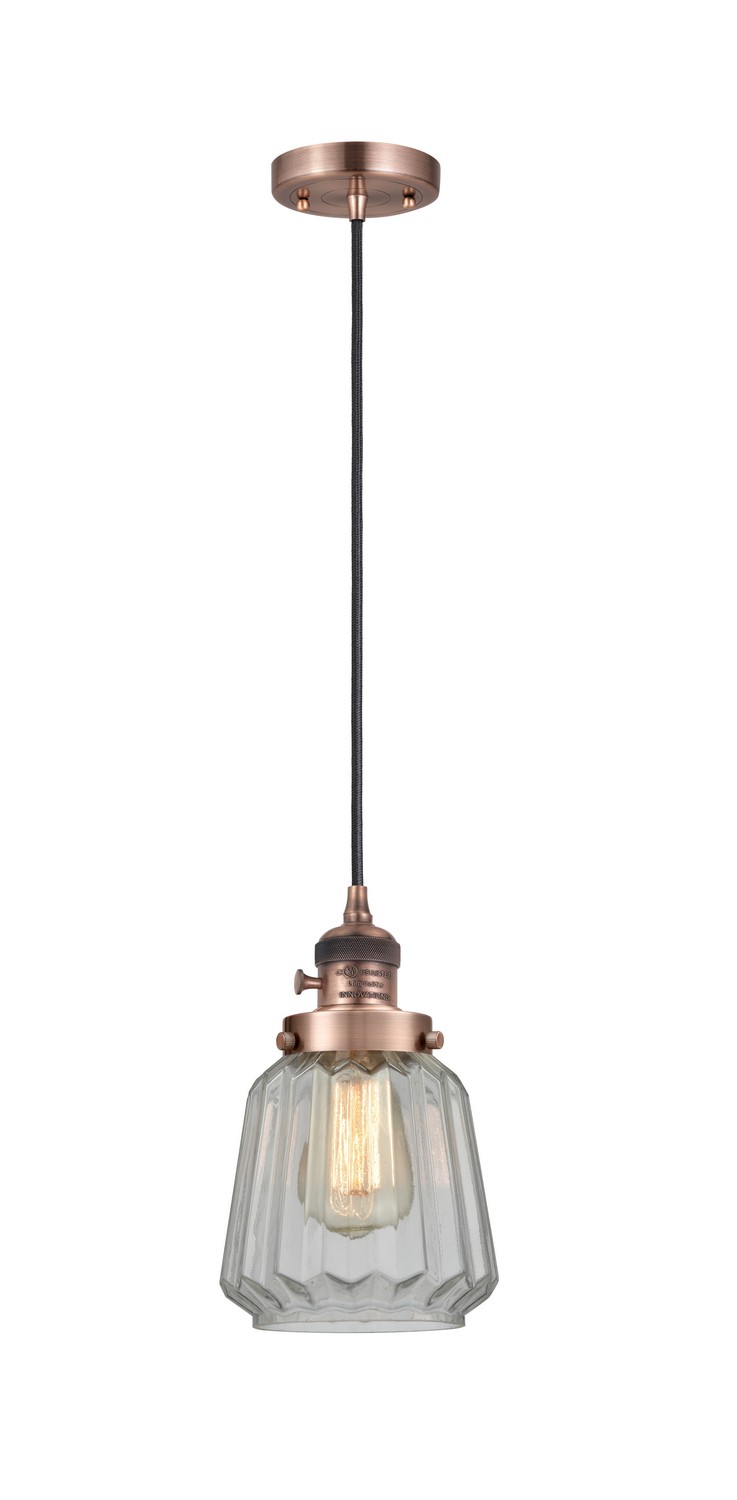 LED Mini Pendant by Innovations - Franklin Restoration Collection, Antique Copper Finish - 201CSW-AC-G142-LED