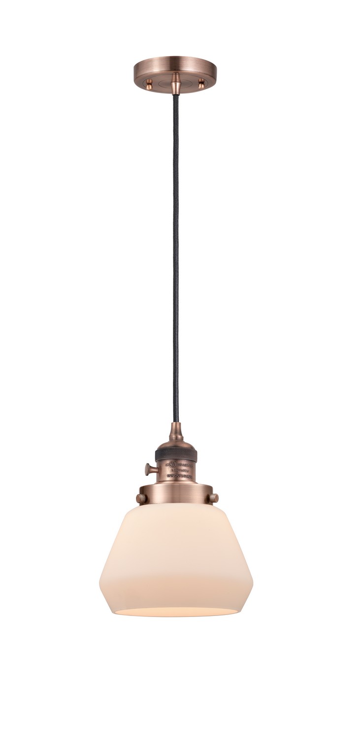 One Light Mini Pendant by Innovations - Franklin Restoration Collection, Antique Copper Finish - 201CSW-AC-G171