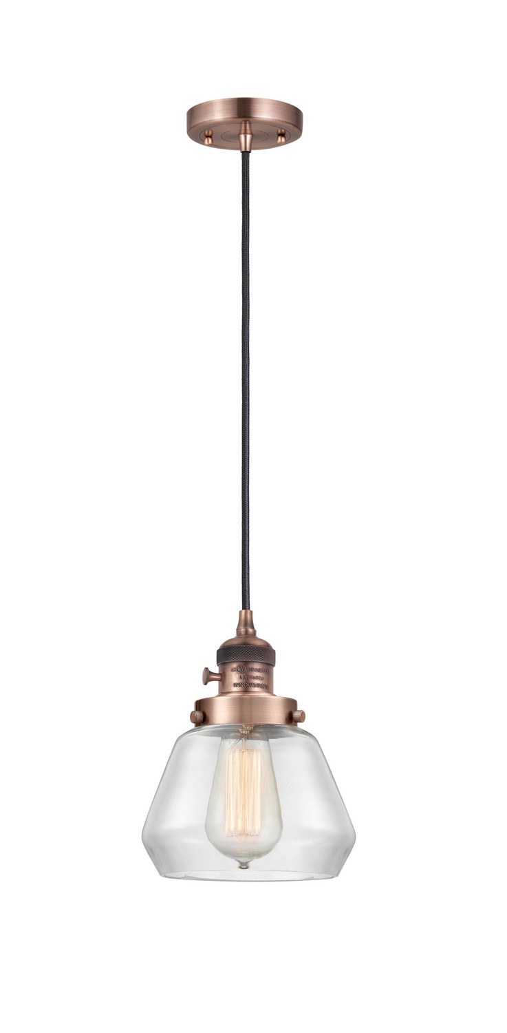 One Light Mini Pendant by Innovations - Franklin Restoration Collection, Antique Copper Finish - 201CSW-AC-G172