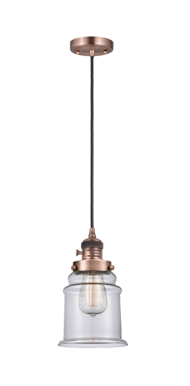 One Light Mini Pendant by Innovations - Franklin Restoration Collection, Antique Copper Finish - 201CSW-AC-G182