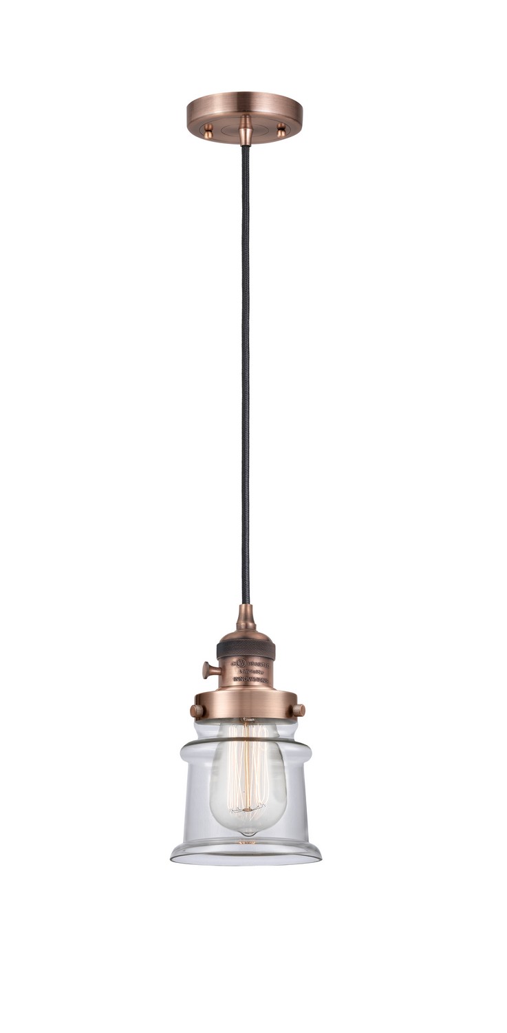 One Light Mini Pendant by Innovations - Franklin Restoration Collection, Antique Copper Finish - 201CSW-AC-G182S