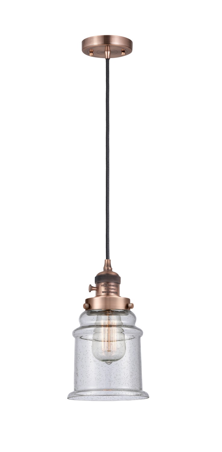 LED Mini Pendant by Innovations - Franklin Restoration Collection, Antique Copper Finish - 201CSW-AC-G184-LED