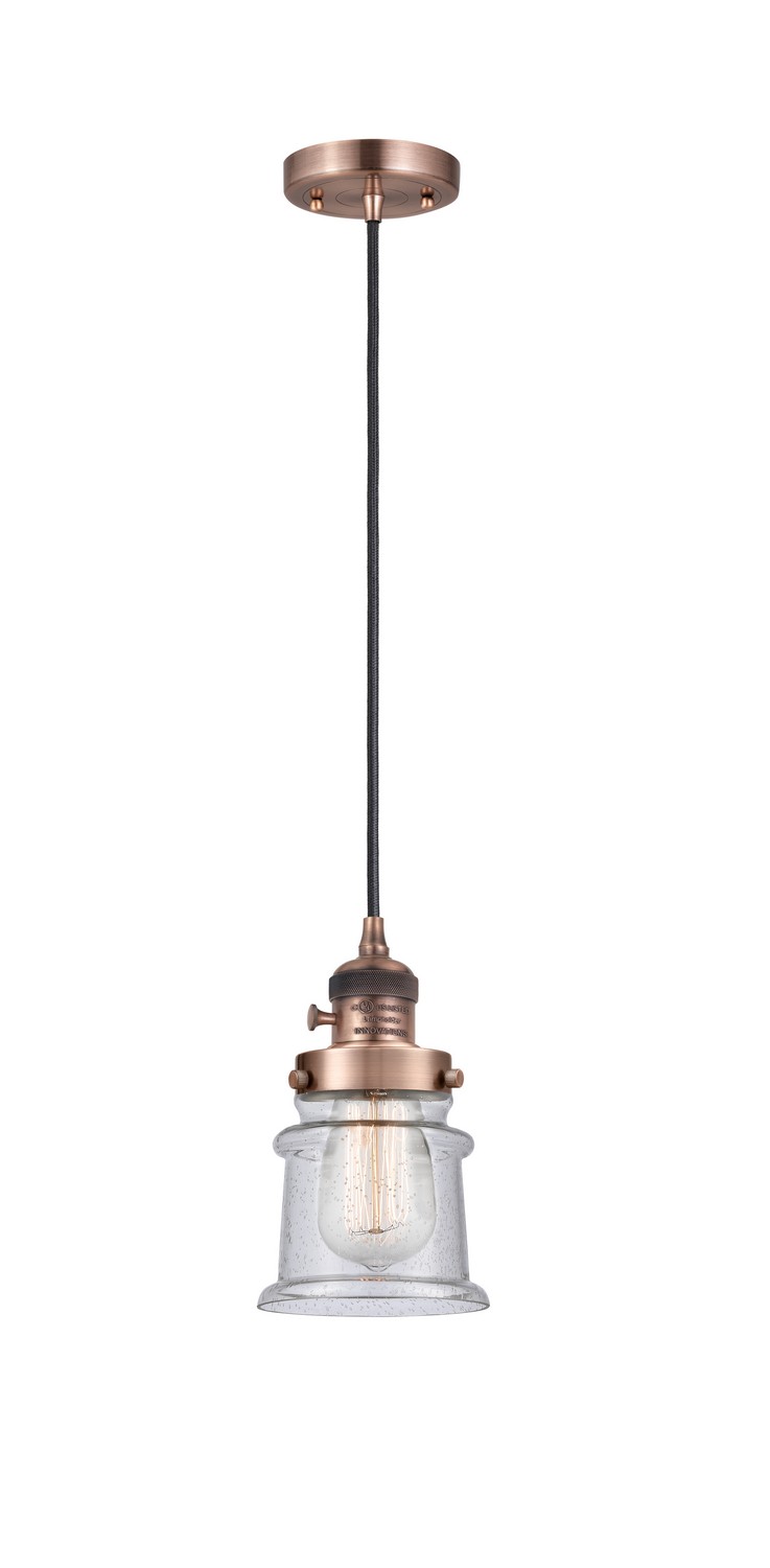 One Light Mini Pendant by Innovations - Franklin Restoration Collection, Antique Copper Finish - 201CSW-AC-G184S