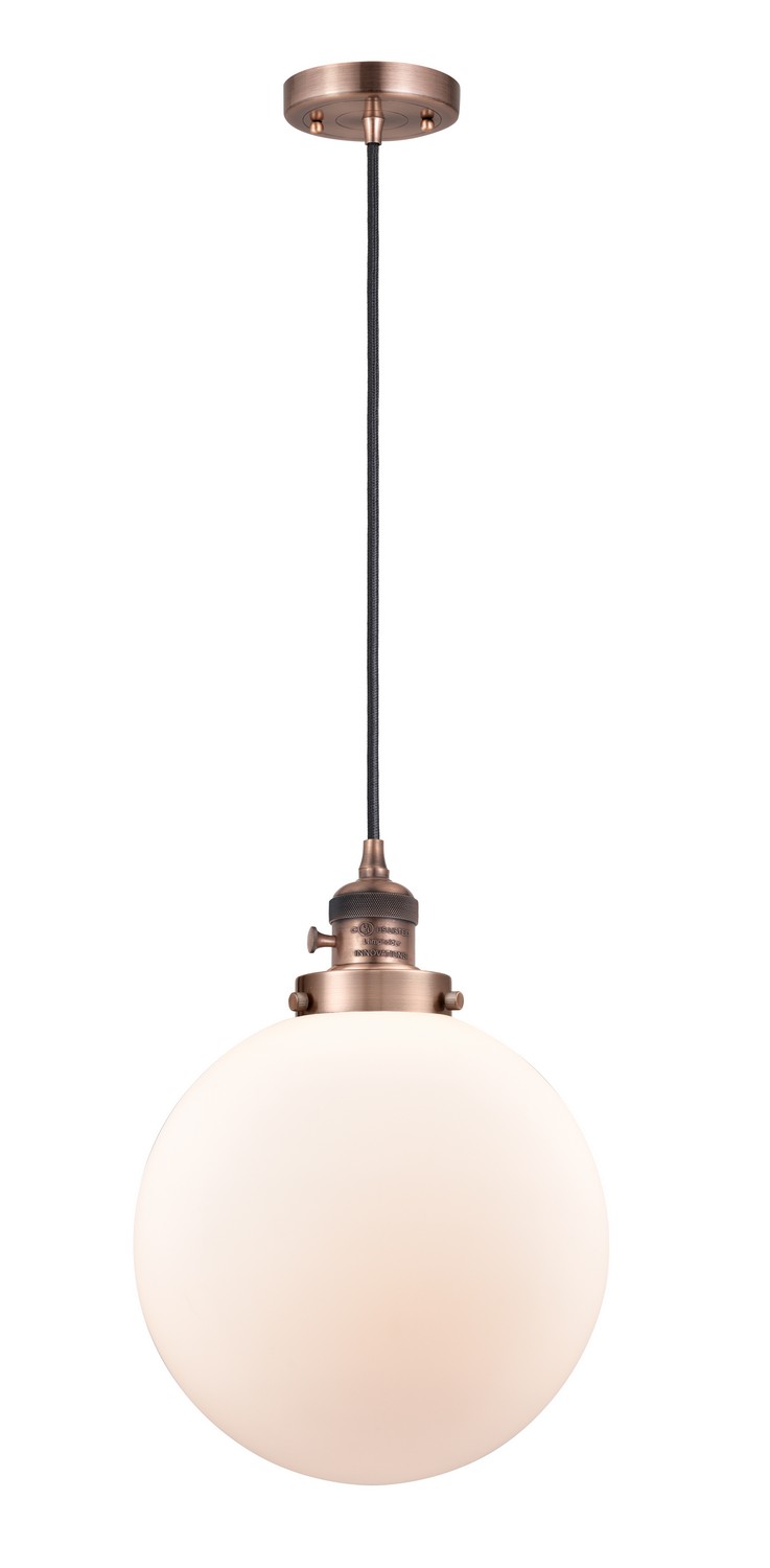 LED Mini Pendant by Innovations - Franklin Restoration Collection, Antique Copper Finish - 201CSW-AC-G201-10-LED