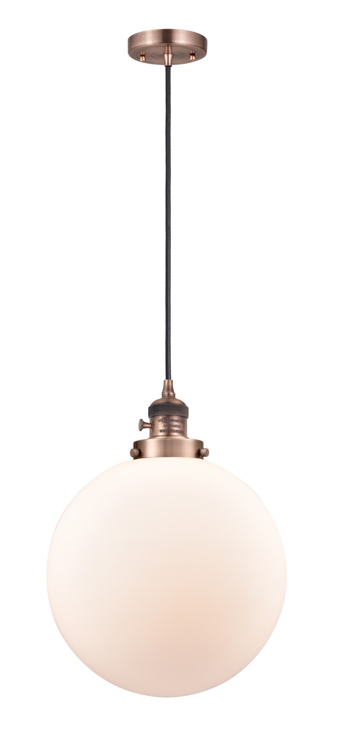 One Light Mini Pendant by Innovations - Franklin Restoration Collection, Antique Copper Finish - 201CSW-AC-G201-12