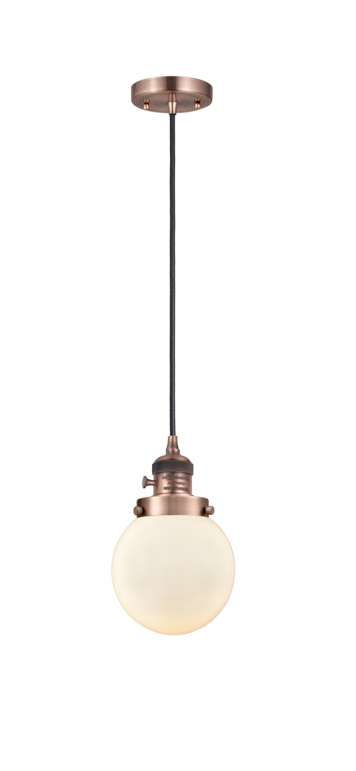 LED Mini Pendant by Innovations - Franklin Restoration Collection, Antique Copper Finish - 201CSW-AC-G201-6-LED