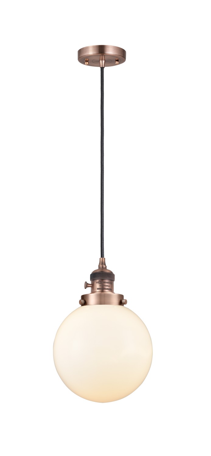 One Light Mini Pendant by Innovations - Franklin Restoration Collection, Antique Copper Finish - 201CSW-AC-G201-8