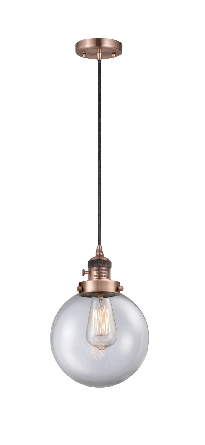 LED Mini Pendant by Innovations - Franklin Restoration Collection, Antique Copper Finish - 201CSW-AC-G202-8-LED