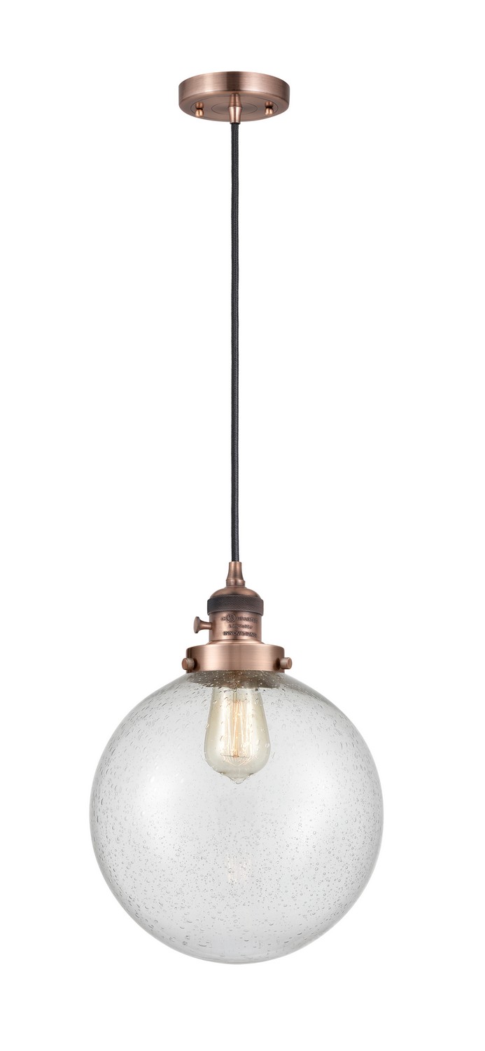 LED Mini Pendant by Innovations - Franklin Restoration Collection, Antique Copper Finish - 201CSW-AC-G204-10-LED