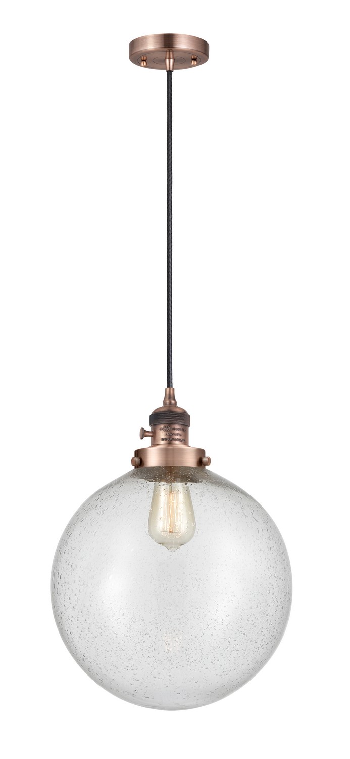 One Light Mini Pendant by Innovations - Franklin Restoration Collection, Antique Copper Finish - 201CSW-AC-G204-12